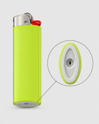 Green LIGHTERVORO J6 disposable lighter showing bottom design detail