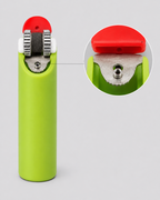 LIGHTERVORO J6 disposable lighter ignition button and top mechanism close-up