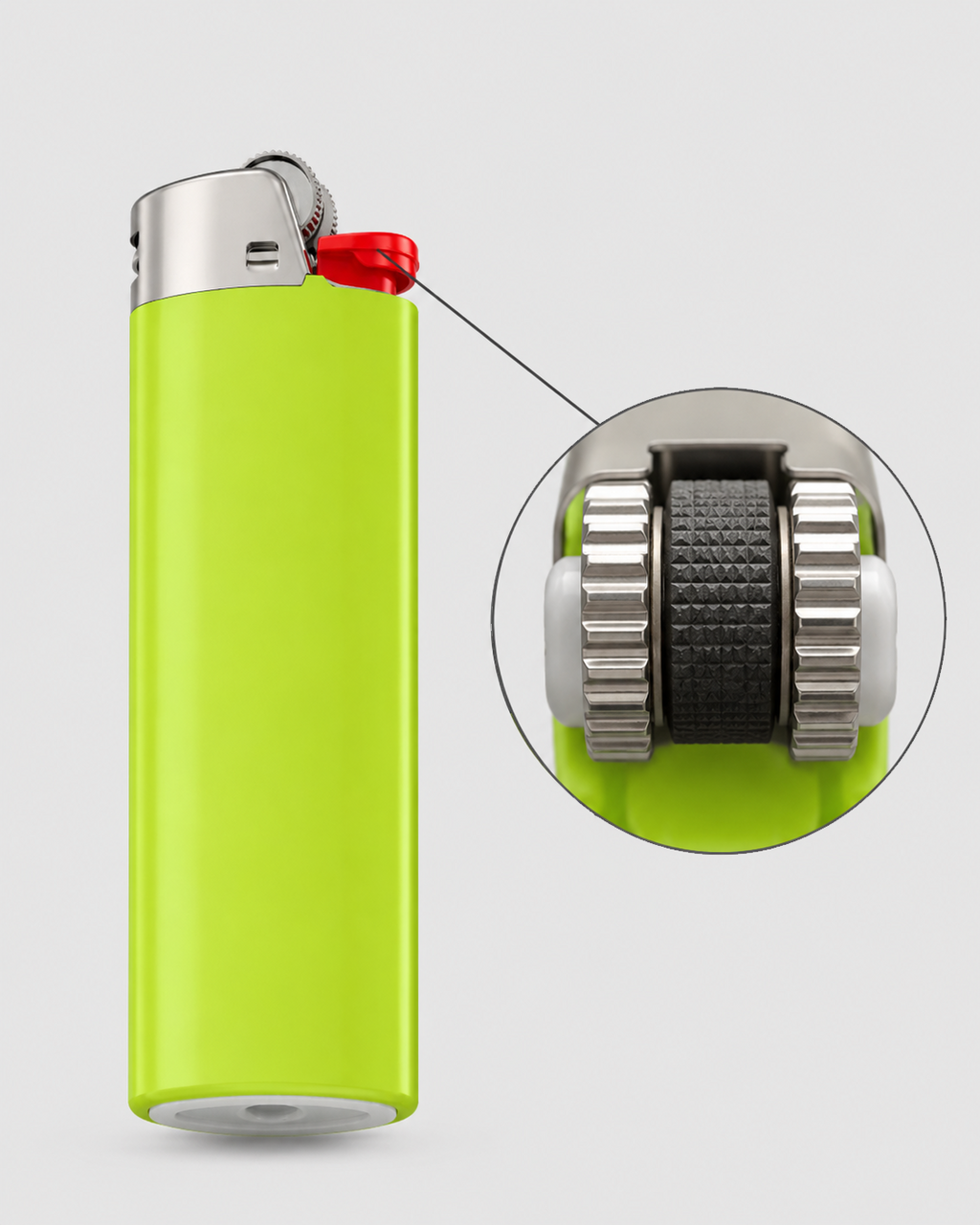 LIGHTERVORO J6 disposable lighter with classic flint wheel ignition detail