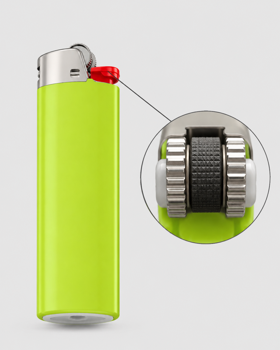 LIGHTERVORO J6 disposable lighter with classic flint wheel ignition detail