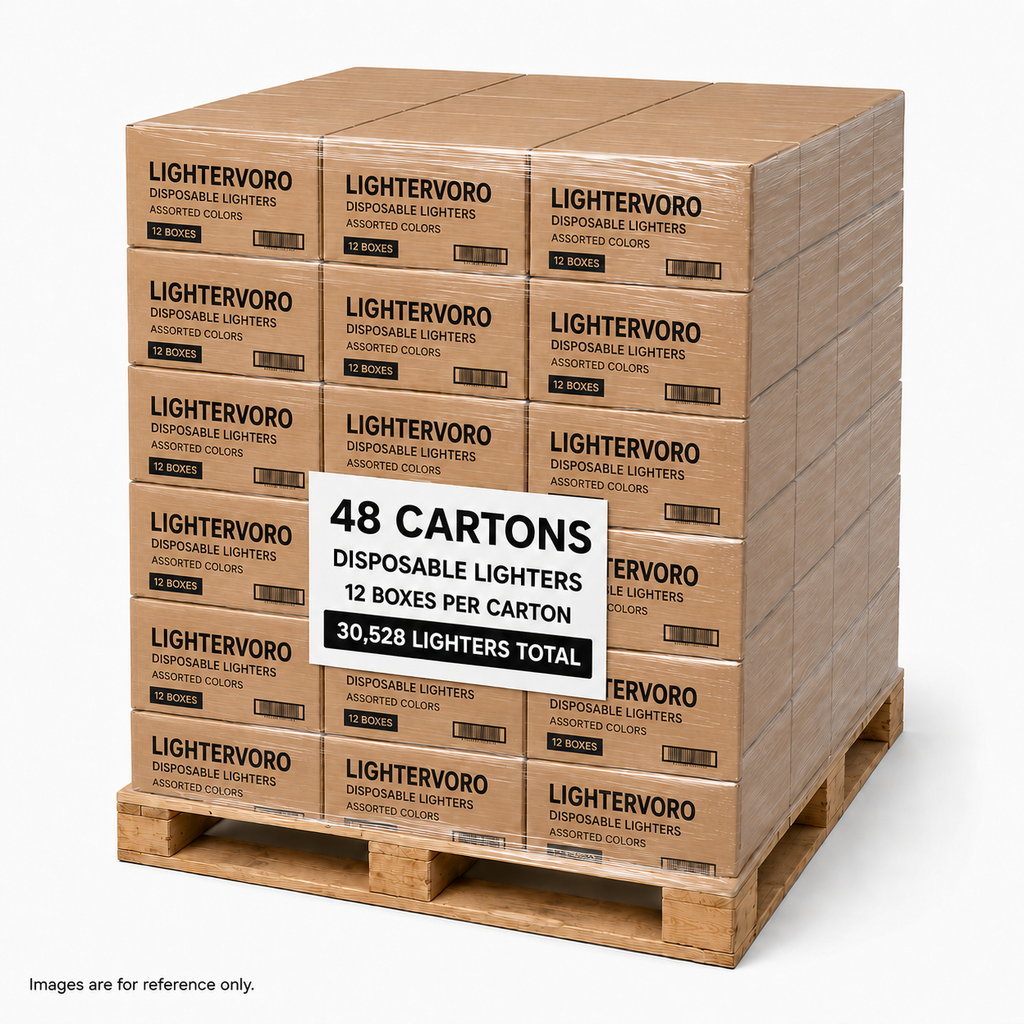LIGHTERVORO J6 disposable lighters full pallet with 48 cartons